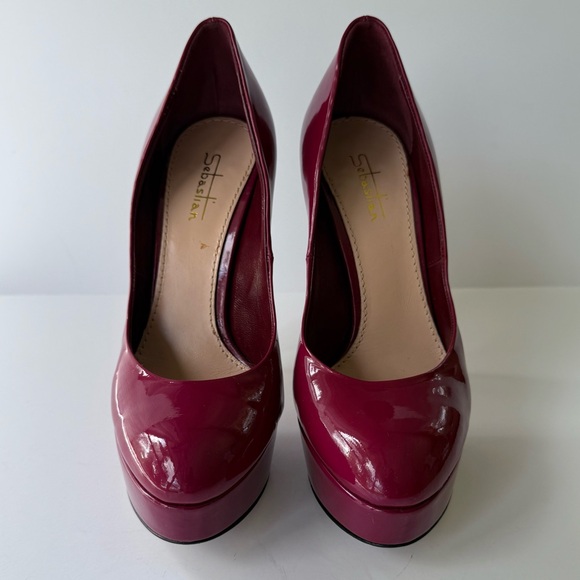 Sebastian Milano Guanto Giglio Porpora Red Patent Stiletto Platform Heels 35.5 - Picture 7 of 11